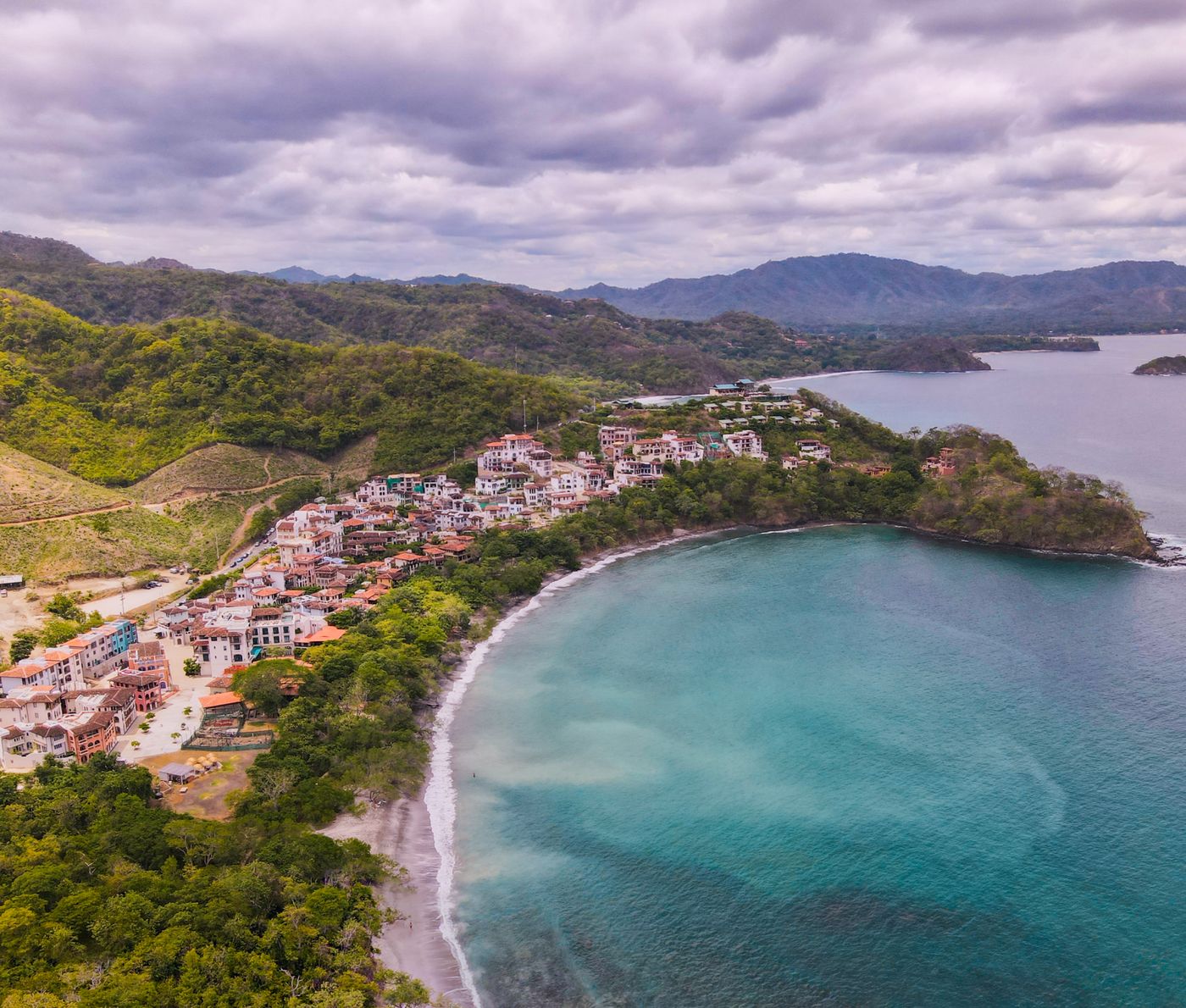 Hillside homes above a bay on the Guanacaste coast